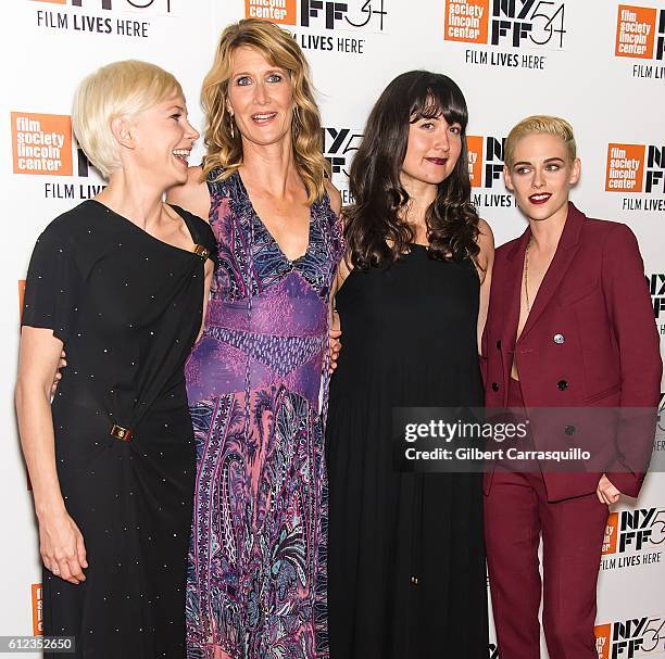 Actors Michelle Williams, Laura Dern, Lily Gladstone and Kristen Stewart attend the 'Certain Women' premiere during the 54th New York Film Festival...