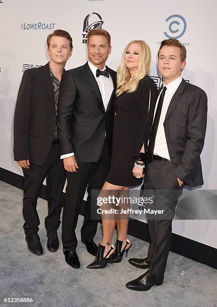 John Owen Lowe, actor/honoree Rob Lowe, wife/makeup artist Sheryl Berkoff and son Matthew Edward Lowe attend The Comedy Central Roast of Rob Lowe at...