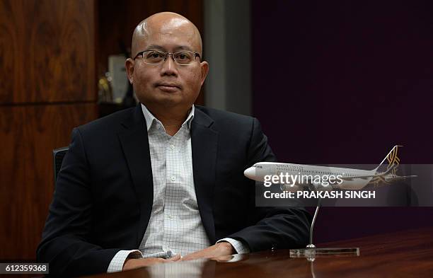 This photograph taken on September 13 shows Phee Teik Yeoh, chief executive officer of Indian domestic airline Vistara, posing at the Vistara office...