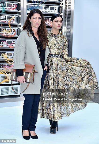 Stephanie di Giusto and Stephanie Sokolinski aka Soko attend the Chanel show as part of the Paris Fashion Week Womenswear Spring/Summer 2017 on...