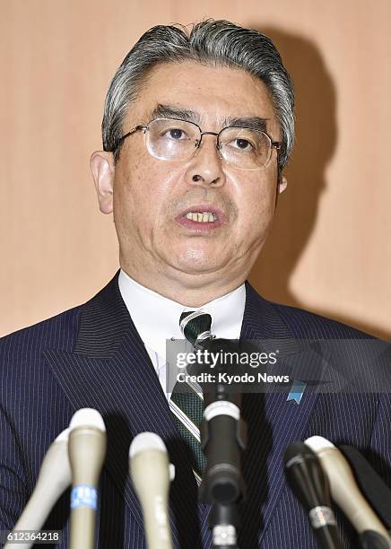 Japanese Vice Foreign Minister Shinsuke Sugiyama attends a press conference at the Japanese Embassy in Beijing on July 19, 2016. Sugiyama plans to...