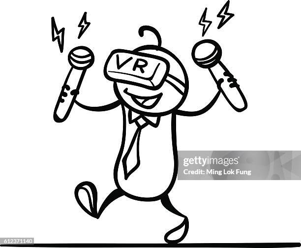 vr is fun - man vr headset stock illustrations