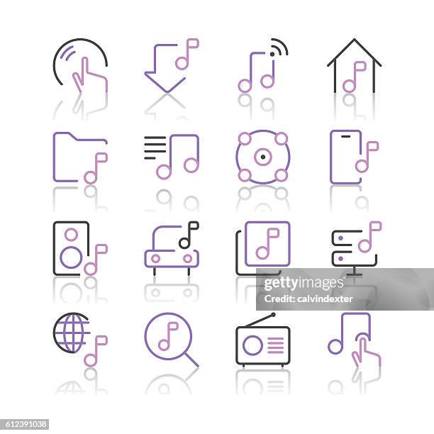 Music Icons Set 2 Purple Line Series High-Res Vector Graphic