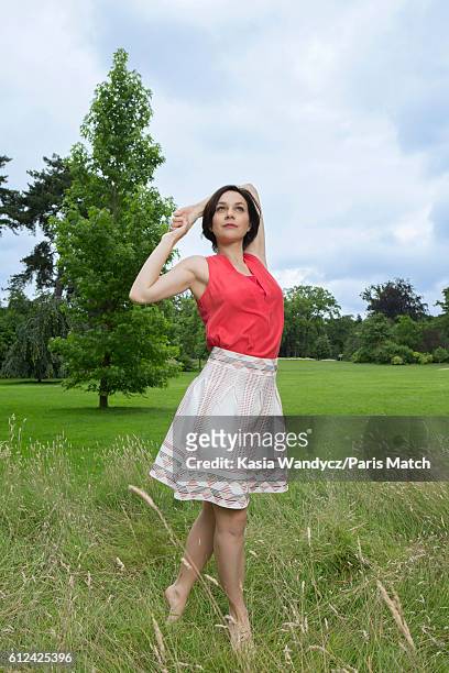Former ice skating champion Nathalie Pechalat is photographed for Paris Match on June 20, 2016 in Paris, France.
