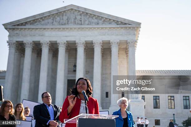 Vice President for Legal Progress at the Center for Americana Progress Michele Jawando speaks during a rally urging the U.S. Senate to hold a...