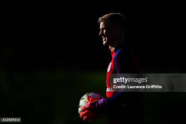 Joe Hart of England takes part in an England training session at St George's Park on October 4, 2016 in Burton-upon-Trent, England.