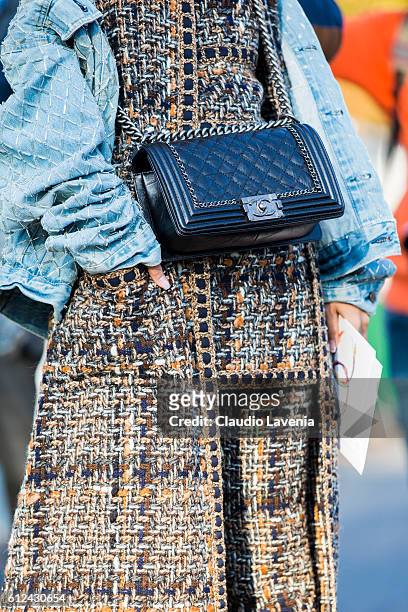 Chanel Bag outside Chanel show on day 8 of Paris Womens Fashion Week Spring/Summer 2017, on October 4, 2016 in Paris, France.