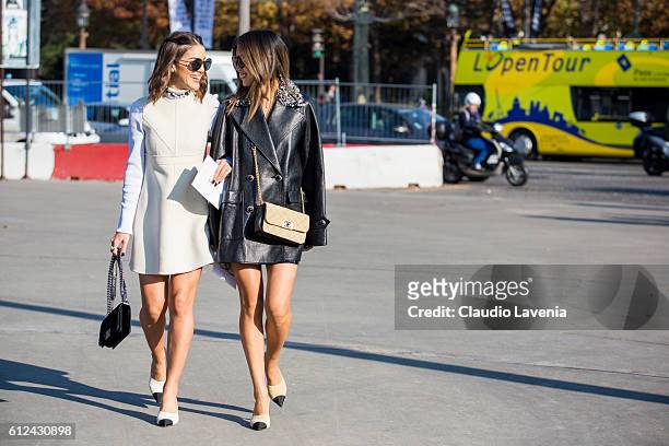 Aimee Song and guest attend Chanel show on day 8 of Paris Womens Fashion Week Spring/Summer 2017, on October 4, 2016 in Paris, France.