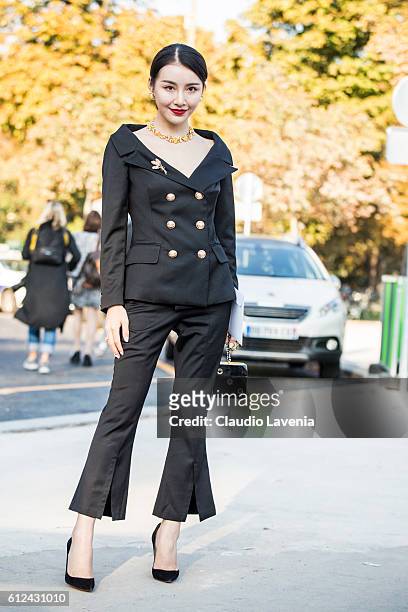 Xiaoli Li attends Chanel show on day 8 of Paris Womens Fashion Week Spring/Summer 2017, on October 4, 2016 in Paris, France.