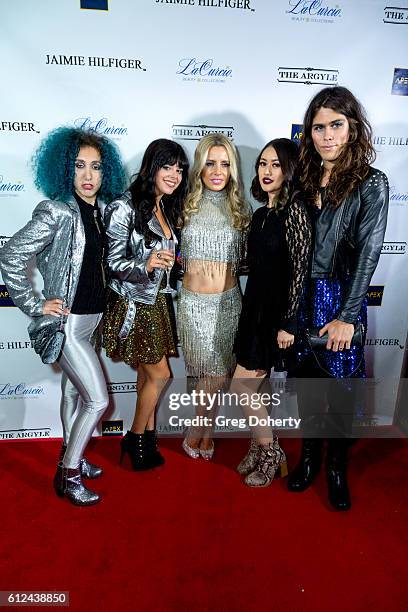 Model Jaimie Hilfiger and Recording Artists Glam Skanks arrive for Jaimie Hilfiger's Birthday Celebration at The Argyle on October 3, 2016 in...