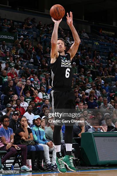 Steve Novak of the Milwaukee Bucks shoots the ball during an open practice and fan fest on October 2, 2016 at the BMO Harris Bradley Center in...