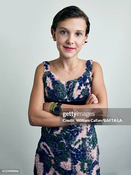 Actress Millie Bobby Brown of Netflix's 'Stranger Things' poses for a portrait BBC America BAFTA Los Angeles TV Tea Party 2016 at the The London...