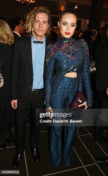 Dougie Poynter and Xenia Tchoumi attend the IWC Schaffhausen Dinner in Honour of the BFI at Rosewood London on October 4, 2016 in London, England.