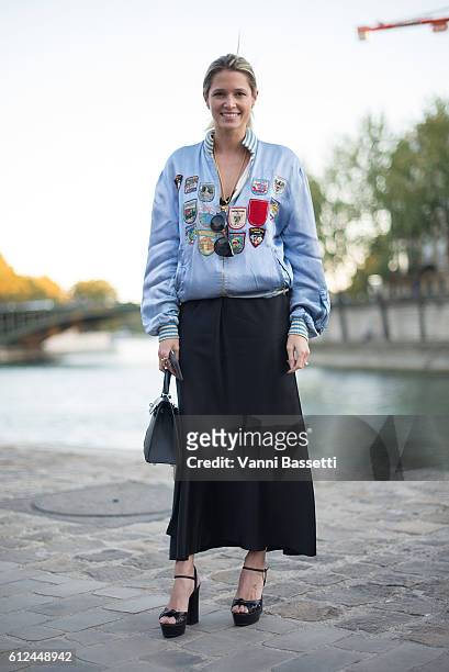 Helena Bordon poses before the Paul and Joe show at Les Nautes during Paris Fashion Week SS17 on October 4, 2016 in Paris, France.