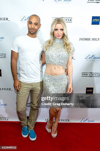 Model and Actress Jaimie Hilfiger and guest arrive for Jaimie Hilfiger's Birthday Celebration at The Argyle on October 3, 2016 in Hollywood,...