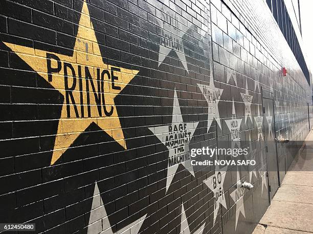 Prince's star is seen on a wall outside First Avenue in downtown Minneapolis, the club featured in Prince's famed "Purple Rain" film on October 4,...