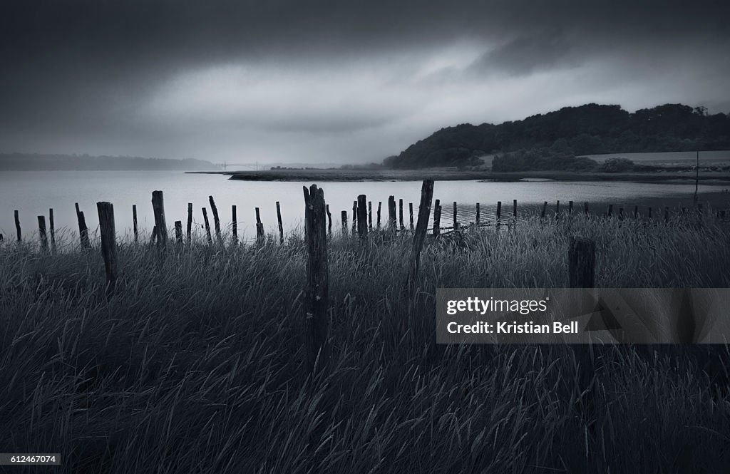 Stormy weather over an Estuary in Brittany, France