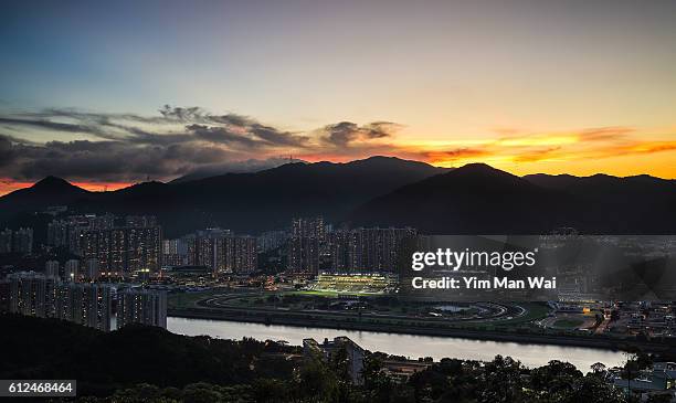 sunset of sha tin, hong kong - shatin stock pictures, royalty-free photos & images