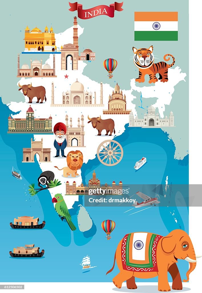 Cartoon Map Of India High-Res Vector Graphic - Getty Images