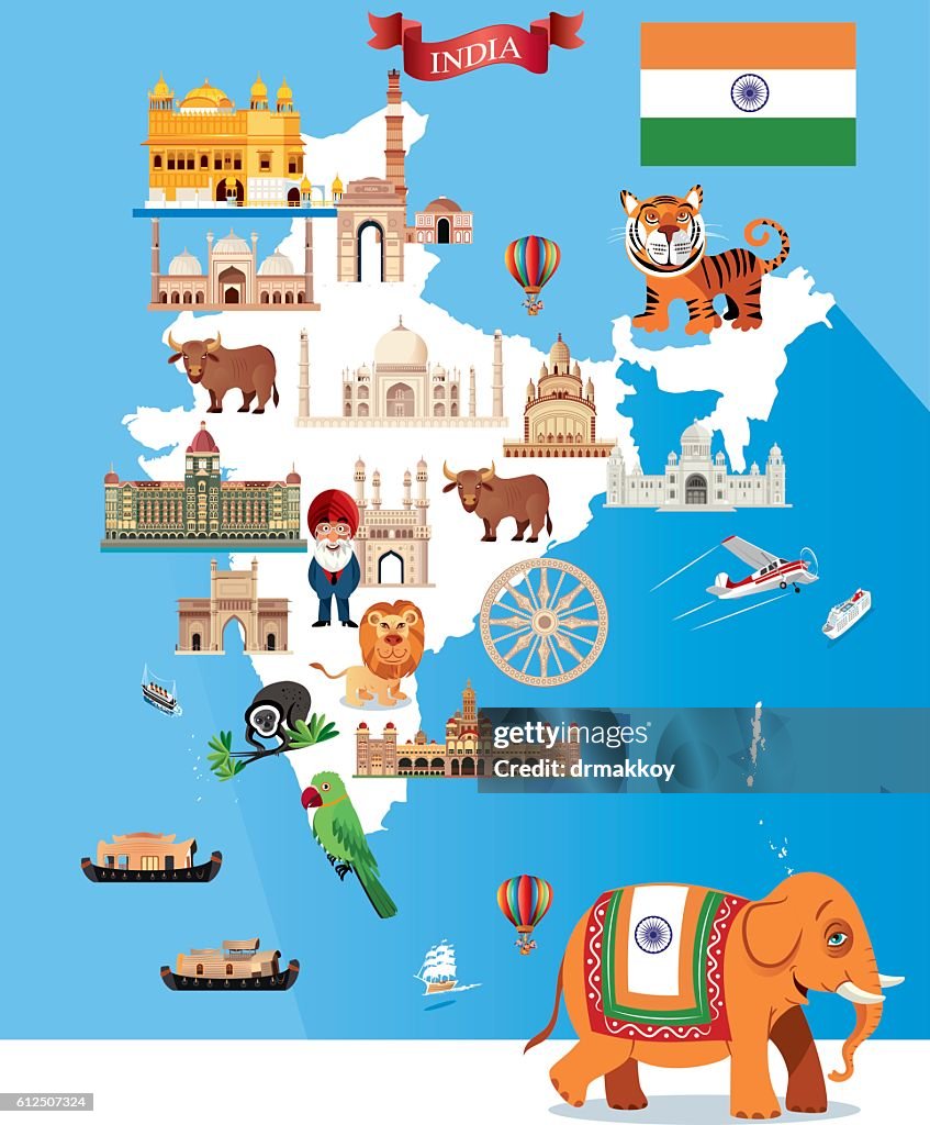 Cartoon Map Of India High-Res Vector Graphic - Getty Images