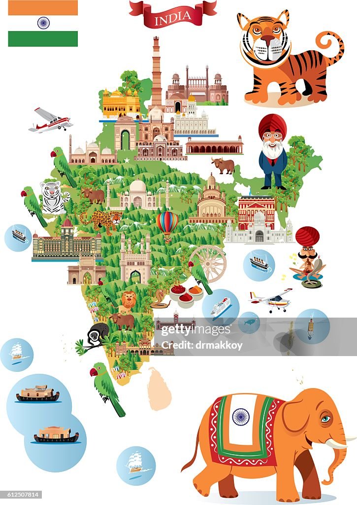 Cartoon map of India