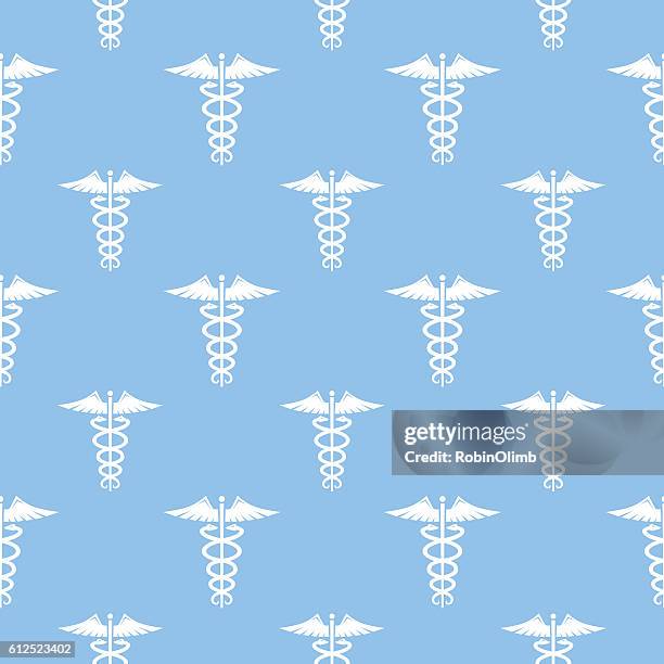 caduceus seamless pattern - caduceus stock illustrations