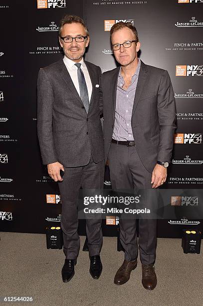 Laurent Vinay and Tom McCarthy attend the JLC Hauser Cocktails event during the 54th New York Film Festival at Hauser Patron Salon at Alice Tully...