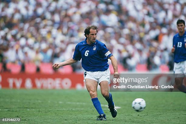 Italy's captain Franco Baresi during the final of the 1994 FIFA World Cup against Brazil.