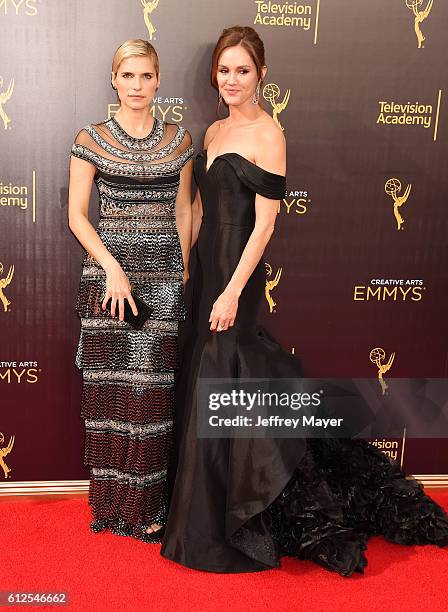 Actresses Lake Bell and Erinn Hayes attend the 2016 Creative Arts Emmy Awards held at Microsoft Theater on September 11, 2016 in Los Angeles,...