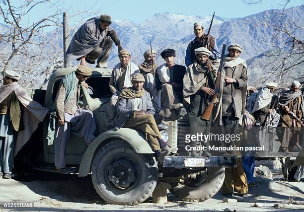 Afghan Mujahideen fought against the Soviet invasion of Afghanistan during the 1980s. The invasion started in December 25, 1979. | Location: Asmar,...
