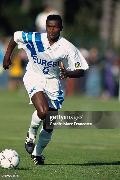 French soccer player Marcel Desailly playing for Olympique de Marseille .