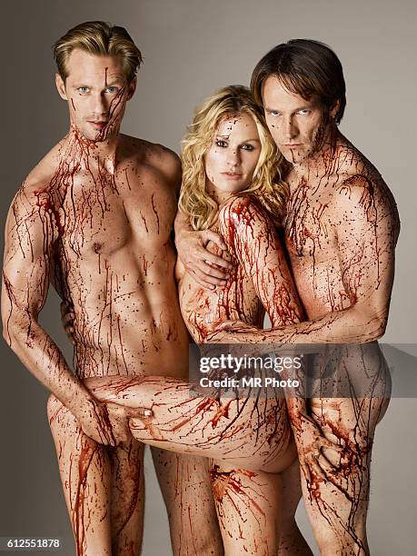 Actors Alexander Skarsgård, Anna Paquin and Stephen Moyer are photographed for Rolling Stone Magazine on June 30, 2010. COVER IMAGE.