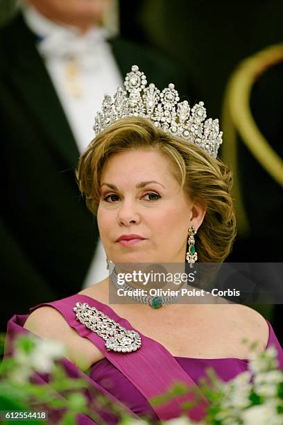 Grand Duchess Maria Teresa attends a gala dinner at Laeken castle.