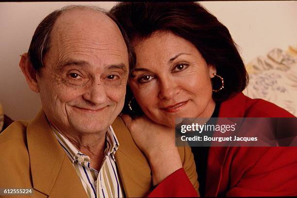 French actor, humorist and author Sim with his wife Marie-Claude Berryer at home in Paris.