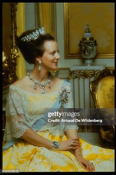 Portrait de la reine Margrethe de Danemark.