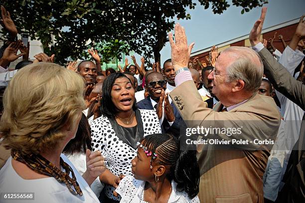 King Albert II and Queen Paola of Belgium pictured during a visit at the King Boudewijn Hospital in Kinshasa, Thursday 01 July 2010. King Albert II...