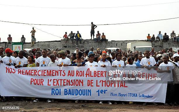 King Albert II and Queen Paola of Belgium pictured during a visit at the King Boudewijn Hospital in Kinshasa, Thursday 01 July 2010. King Albert II...