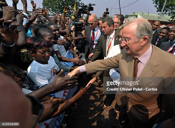 King Albert II and Queen Paola of Belgium pictured during a visit at the King Boudewijn Hospital in Kinshasa, Thursday 01 July 2010. King Albert II...