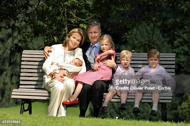 Princess Claire, little Princess Eleonore, Prince Philippe, Princess Elisabeth, Prince Gabriel and Prince Emmanuel pictured during a photo session...