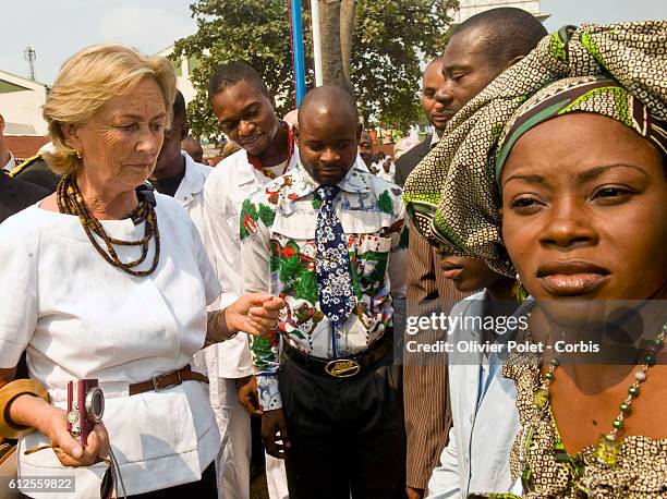 King Albert II and Queen Paola of Belgium pictured during a visit at the King Boudewijn Hospital in Kinshasa, Thursday 01 July 2010. King Albert II...