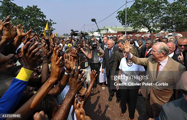 King Albert II and Queen Paola of Belgium pictured during a visit at the King Boudewijn Hospital in Kinshasa, Thursday 01 July 2010. King Albert II...