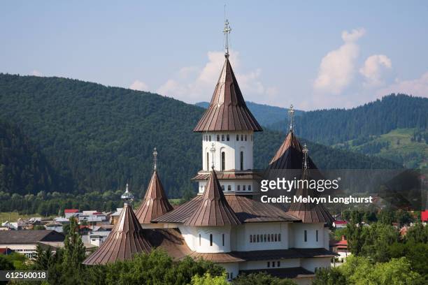 the cathedral, gura humorului, southern bucovina, moldavia, romania - moldavia stock pictures, royalty-free photos & images