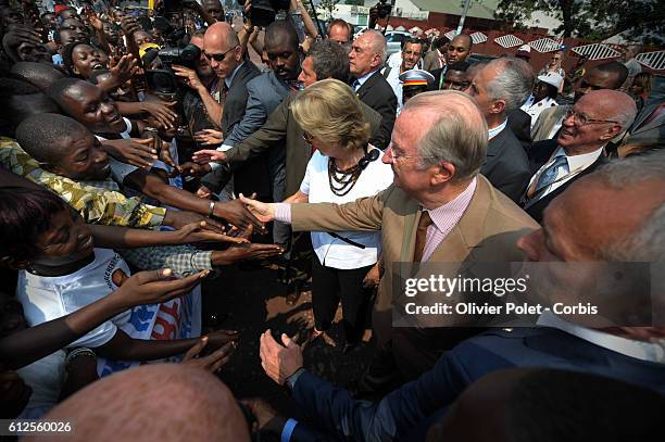 King Albert II and Queen Paola of Belgium pictured during a visit at the King Boudewijn Hospital in Kinshasa, Thursday 01 July 2010. King Albert II...