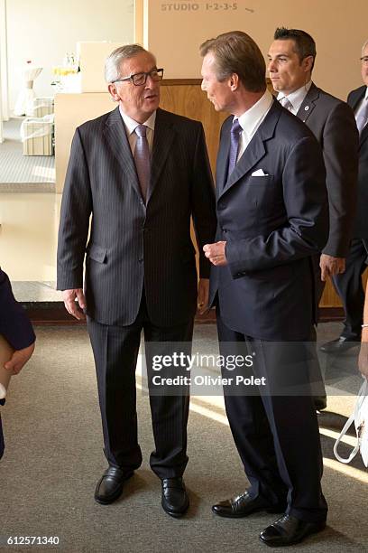 Grand Duke Henri and Grand Duchess Maria Teresa of Luxembourg arriving at a concert in Flagey for the official opening of Luxembourg's presidency....