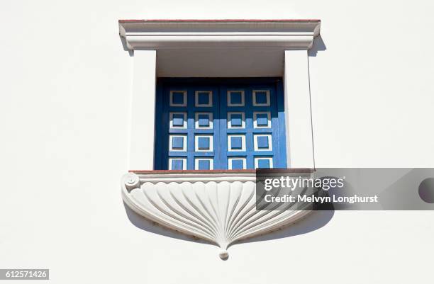 window and balcony of the ayuntamiento, town hall, parque cespedes, santiago de cuba, cuba - cuba pattern stock pictures, royalty-free photos & images