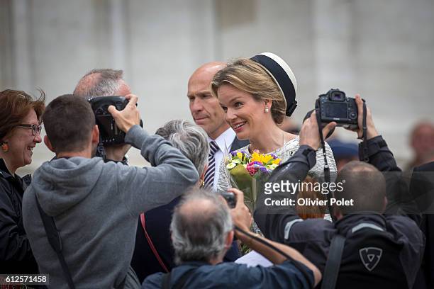 The Royal couple, Queen Mathilde and King Philippe arrives for a mass on the occasion of the 20th anniversary of King Boudewijn / Baudouin's death,...