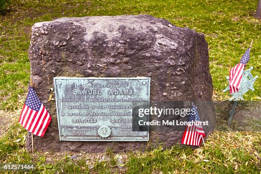 Headstone on grave of Samuel Adams, Old Granary Burying Ground, Tremont Street, Boston, Massachusetts, USA