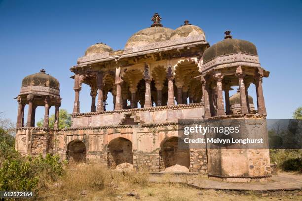 32 pillared chhatri in ranthambhore fort, ranthambhore national park, rajasthan, india - ranthambore national park bildbanksfoton och bilder