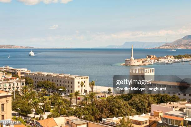 view of straits of messina, messina, sicily, italy - strait stock pictures, royalty-free photos & images