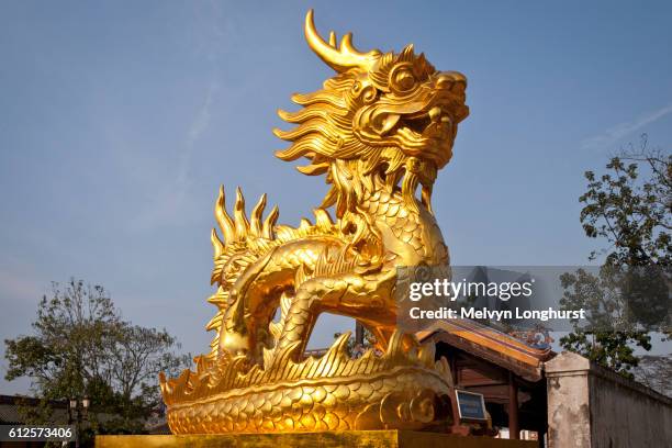 golden dragon, symbol of nguyen dynasty, in the imperial city, hue, vietnam - empire stock pictures, royalty-free photos & images